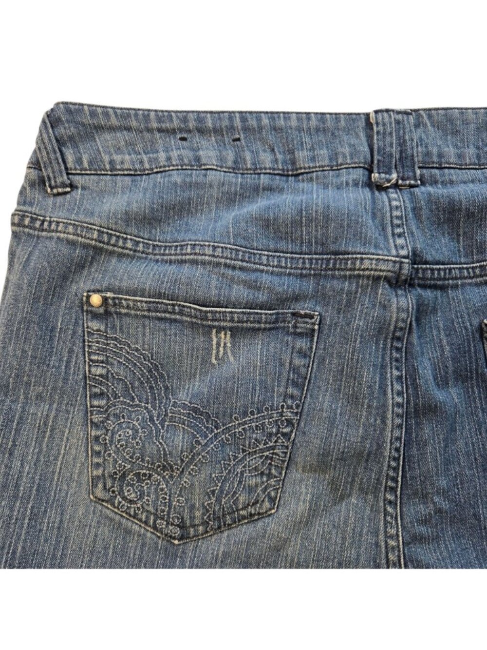 Lane Bryant Womens Embroidered Denim Jeans Distressed Medium Wash Size 20 Averag - Picture 12 of 16